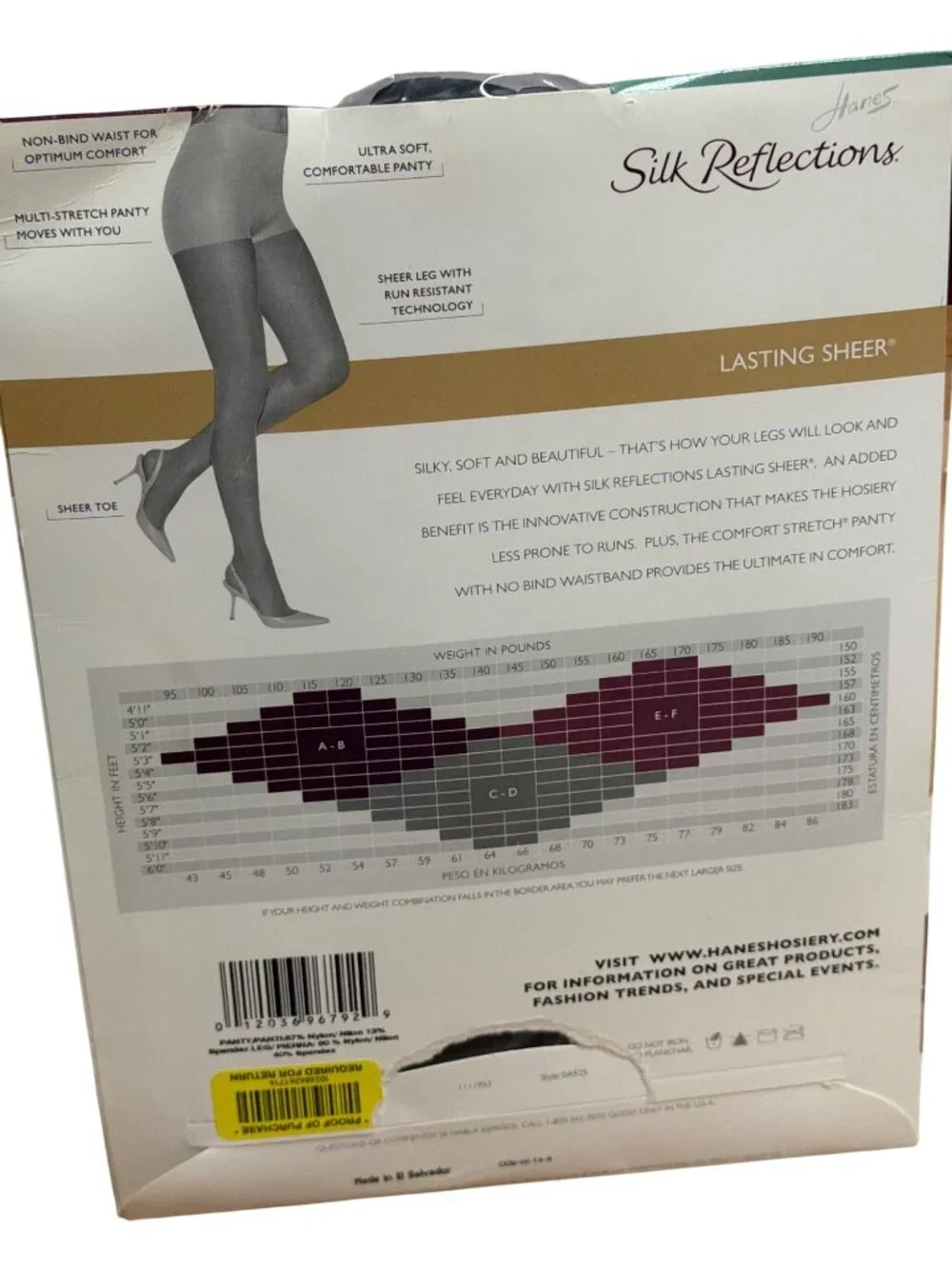 Hanes Silk Reflections Womens Control Top Sandalfoot Pantyhose Jet AB